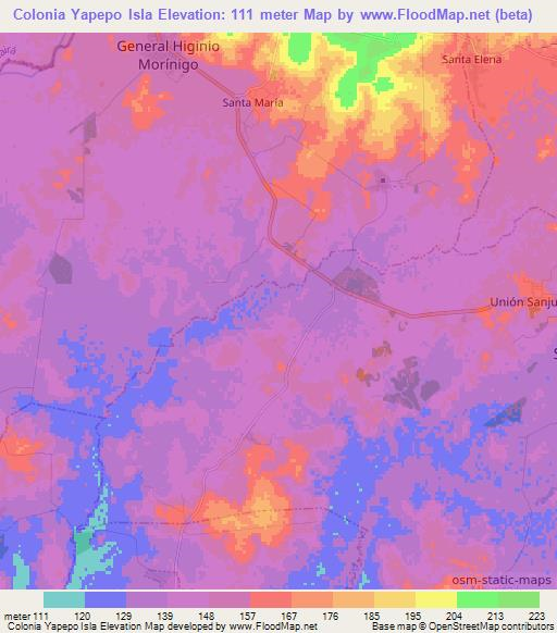 Colonia Yapepo Isla,Paraguay Elevation Map