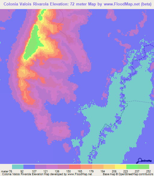 Colonia Valois Rivarola,Paraguay Elevation Map