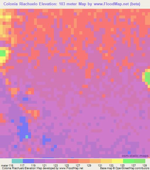 Colonia Riachuelo,Paraguay Elevation Map