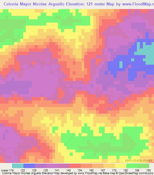 Colonia Mayor Nicolas Arguello,Paraguay Elevation Map