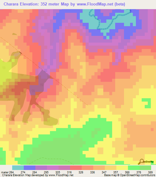 Charara,Paraguay Elevation Map