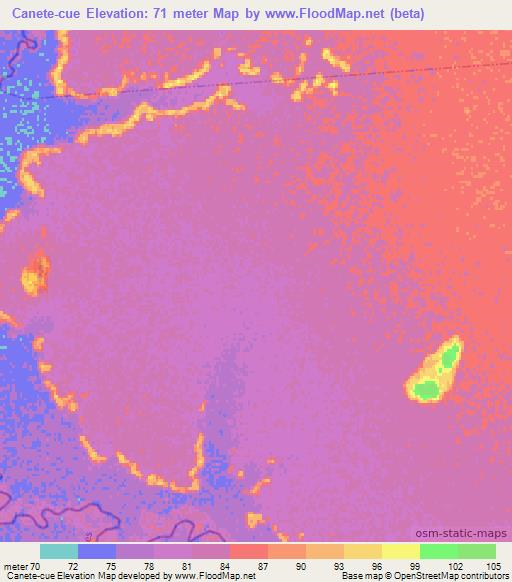 Canete-cue,Paraguay Elevation Map