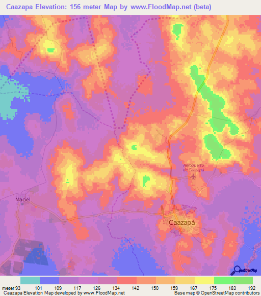 Caazapa,Paraguay Elevation Map