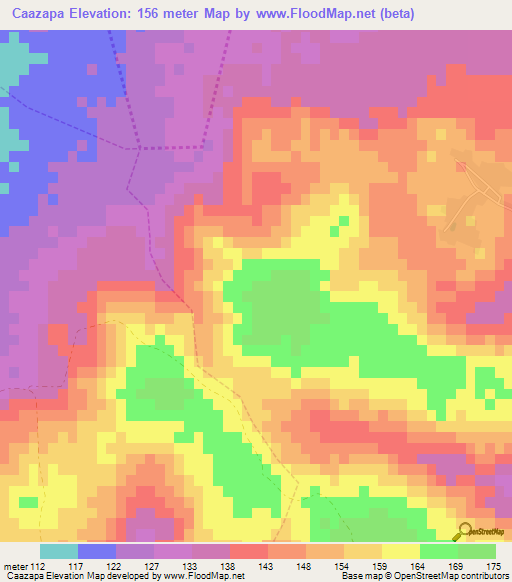 Caazapa,Paraguay Elevation Map