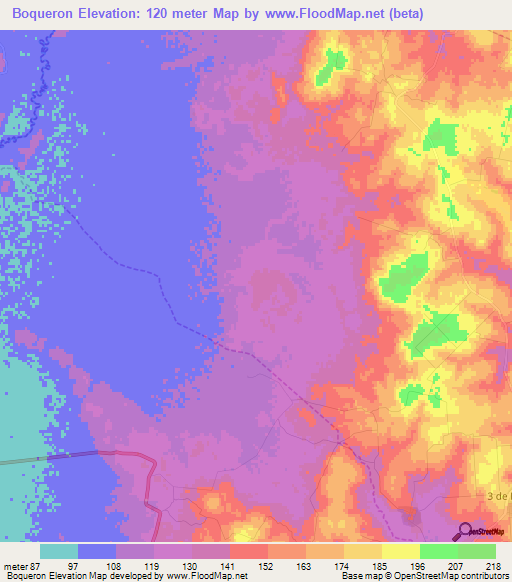 Boqueron,Paraguay Elevation Map