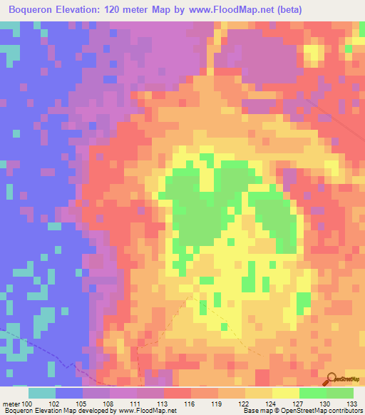 Boqueron,Paraguay Elevation Map