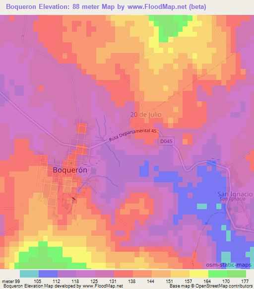 Boqueron,Paraguay Elevation Map