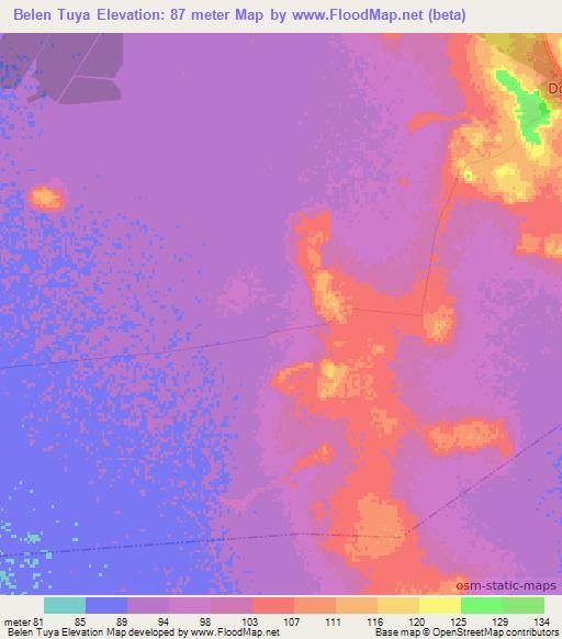 Belen Tuya,Paraguay Elevation Map