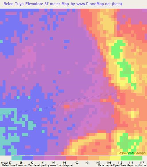 Belen Tuya,Paraguay Elevation Map