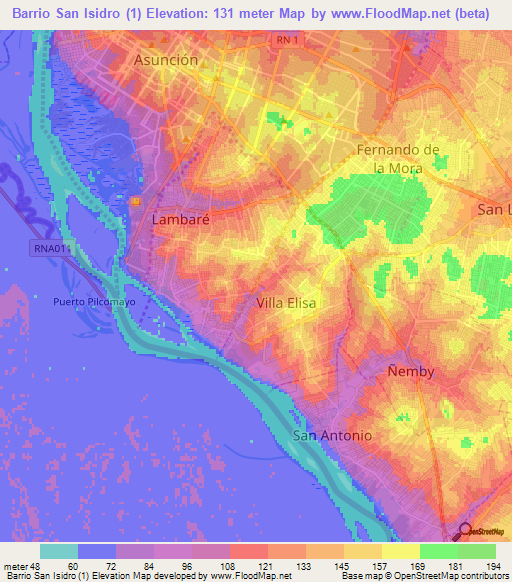 Elevation of Barrio San Isidro (1),Paraguay Elevation Map, Topography ...