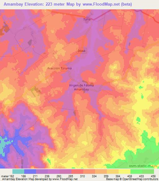 Amambay,Paraguay Elevation Map