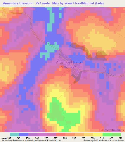 Amambay,Paraguay Elevation Map