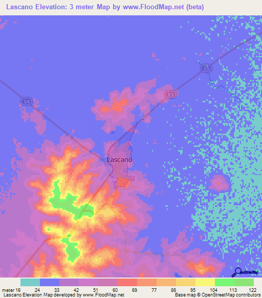 Lascano,Uruguay Elevation Map