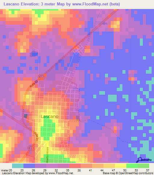 Lascano,Uruguay Elevation Map