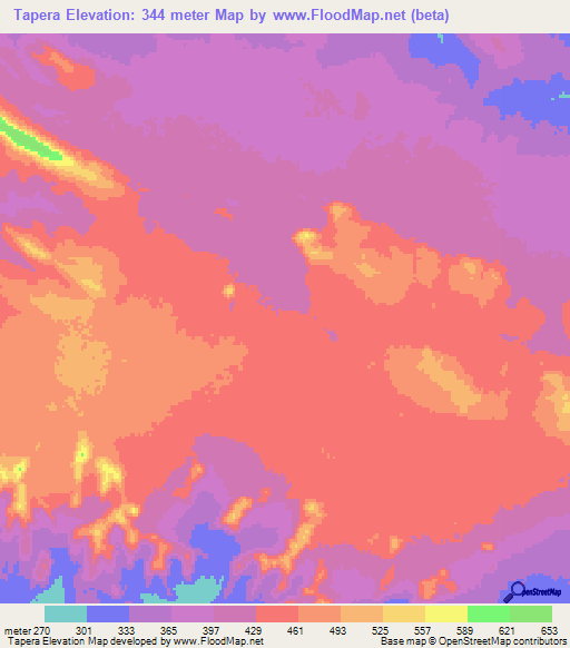 Tapera,Bolivia Elevation Map