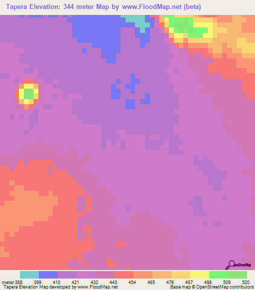 Tapera,Bolivia Elevation Map