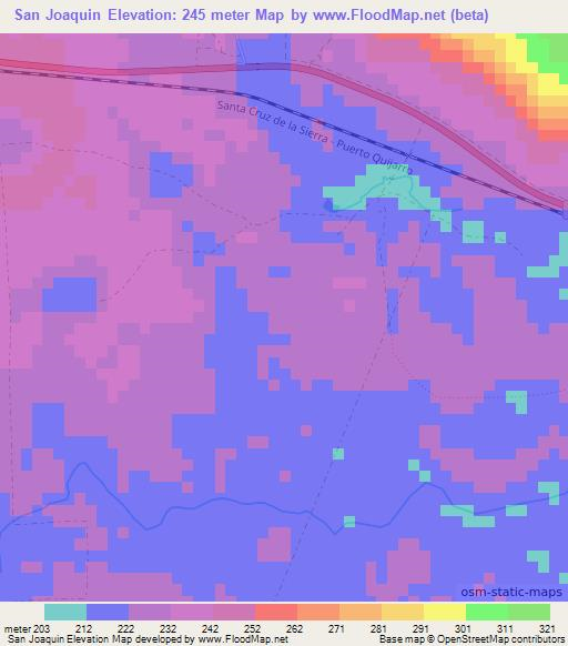 San Joaquin,Bolivia Elevation Map