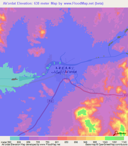Ak'ordat,Eritrea Elevation Map