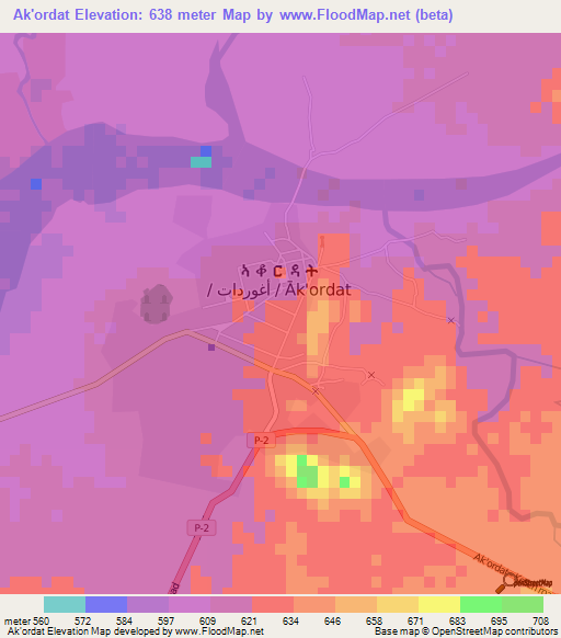 Ak'ordat,Eritrea Elevation Map