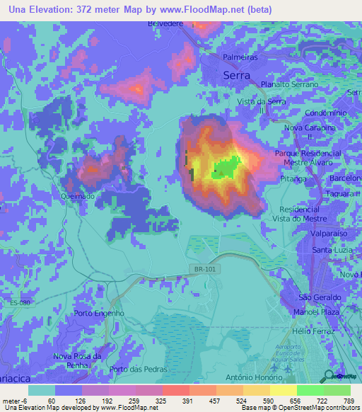 Una,Brazil Elevation Map