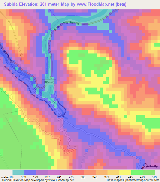 Subida,Brazil Elevation Map