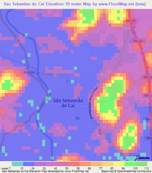 Sao Sebastiao do Cai,Brazil Elevation Map