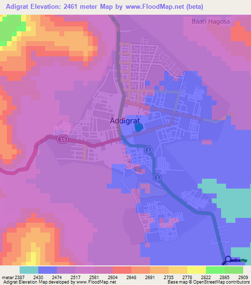 Adigrat,Ethiopia Elevation Map