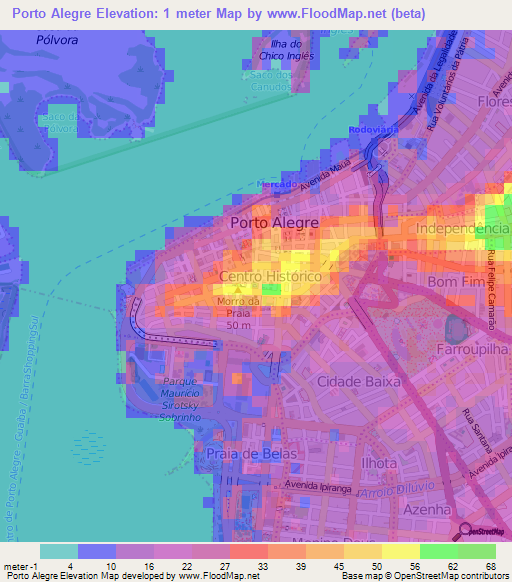 Elevation of Porto Alegre,Brazil Elevation Map, Topography, Contour