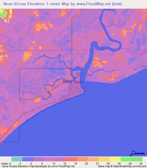 Elevation of Nova Vicosa,Brazil Elevation Map, Topography, Contour