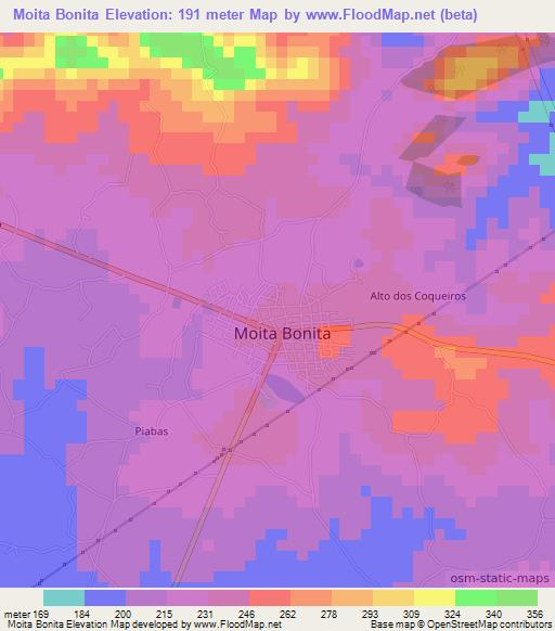 Elevation Of Moita Bonitabrazil Elevation Map Topography Contour