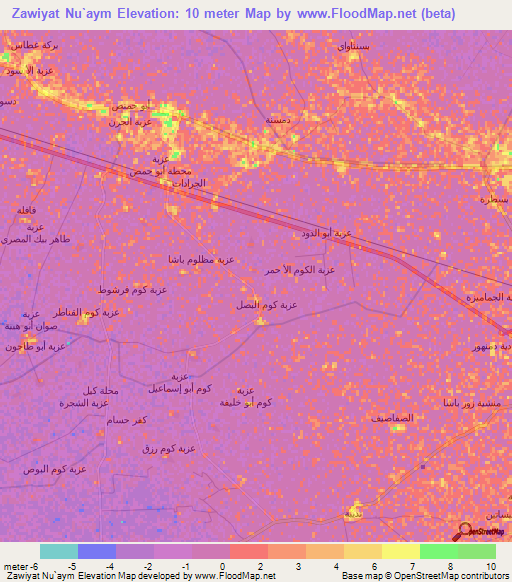 Zawiyat Nu`aym,Egypt Elevation Map