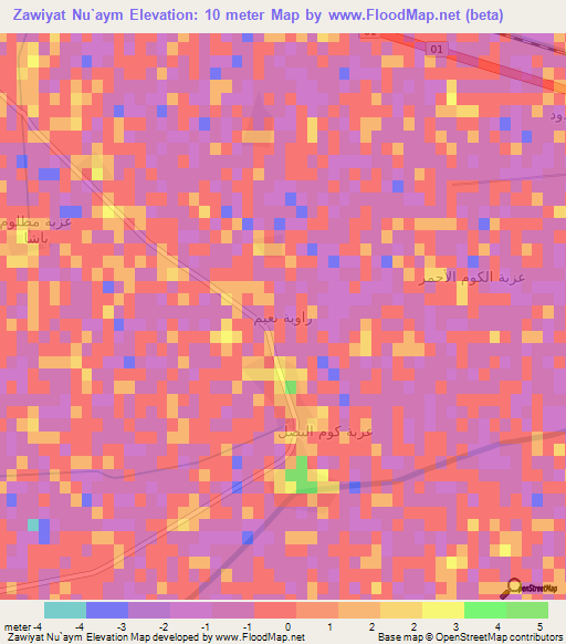 Zawiyat Nu`aym,Egypt Elevation Map