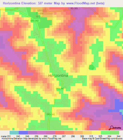 Horizontina,Brazil Elevation Map