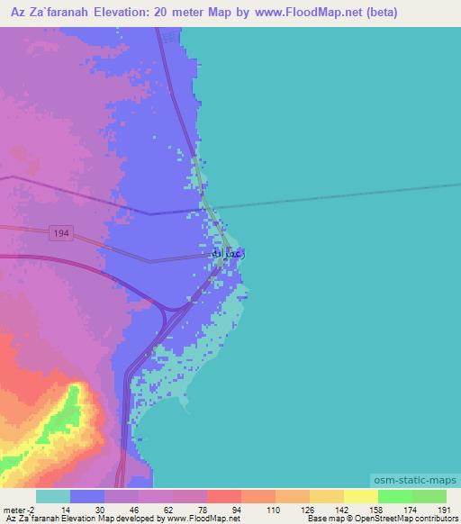 Az Za`faranah,Egypt Elevation Map