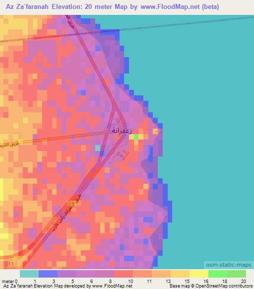 Az Za`faranah,Egypt Elevation Map