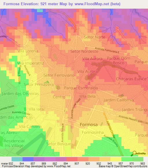 Formosa,Brazil Elevation Map