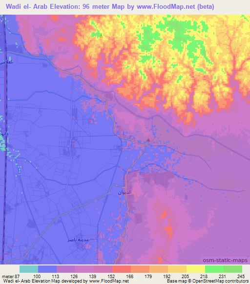 Wadi el- Arab,Egypt Elevation Map