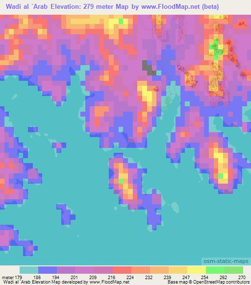 Wadi al `Arab,Egypt Elevation Map