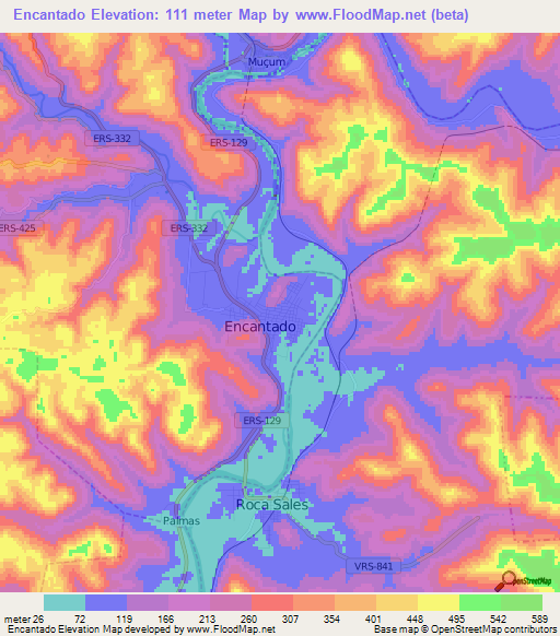 Encantado,Brazil Elevation Map