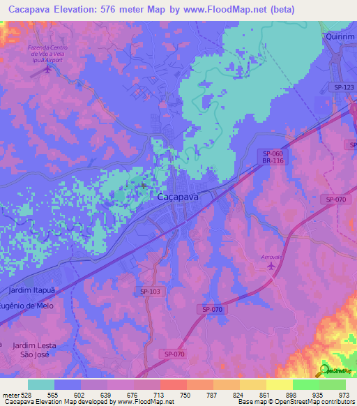 Cacapava,Brazil Elevation Map