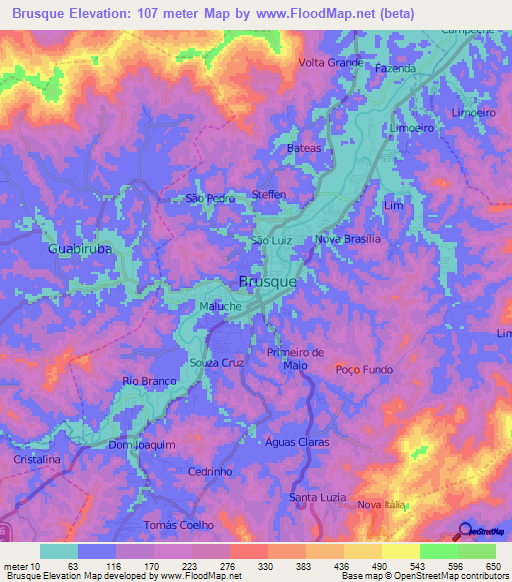 Brusque,Brazil Elevation Map