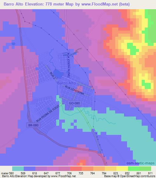 Barro Alto,Brazil Elevation Map