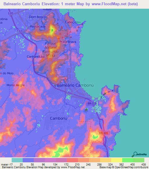 Balneario Camboriu,Brazil Elevation Map