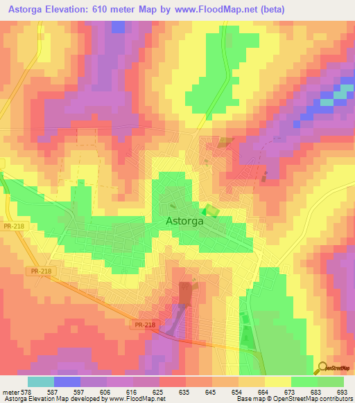 Astorga,Brazil Elevation Map