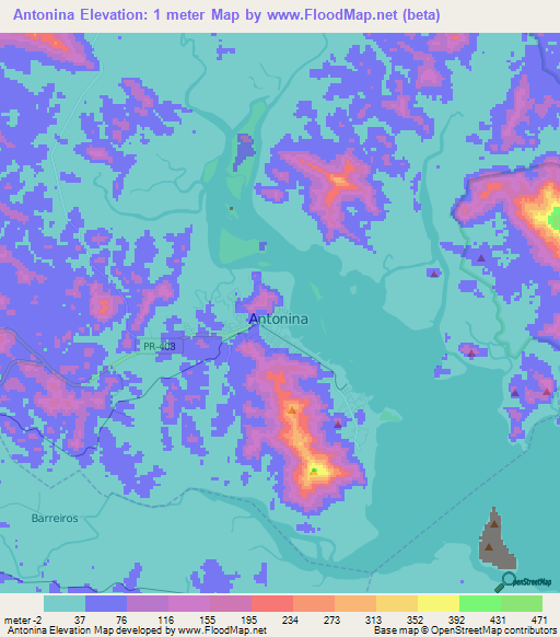 Antonina,Brazil Elevation Map