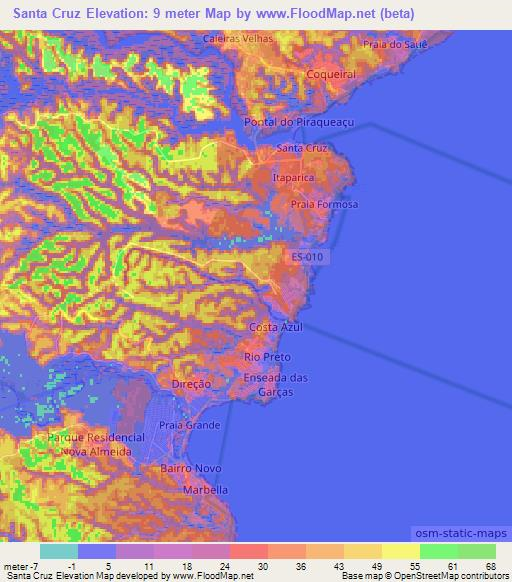 Elevation of Santa Cruz,Brazil Elevation Map, Topography, Contour