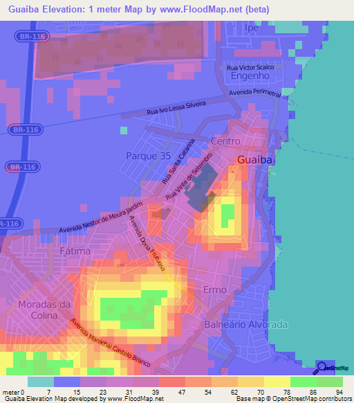 Elevation of Guaiba,Brazil Elevation Map, Topography, Contour