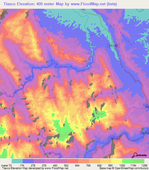 Elevation of Tlaxco,Mexico Elevation Map, Topography, Contour