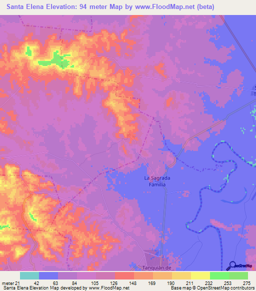 Santa Elena,Mexico Elevation Map