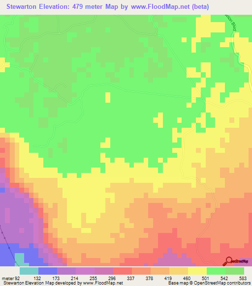 Stewarton,Jamaica Elevation Map